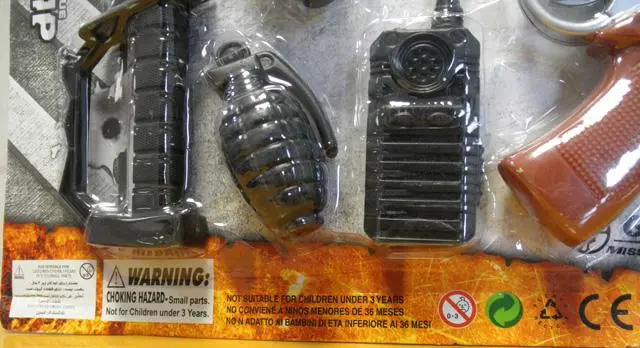 Photo from the official notice: Police Gun police play set — choking & injuries risk