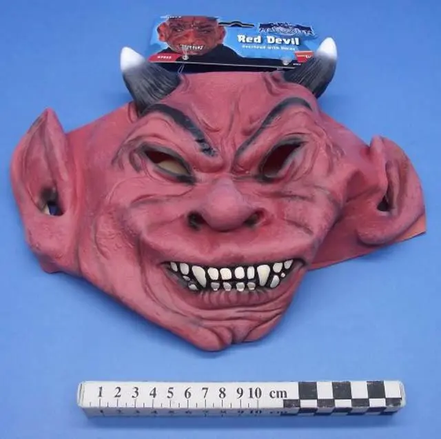 Photo from the official notice: Smiffy's devil mask — burns risk