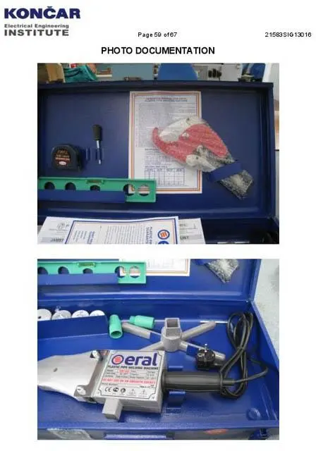 Photo from the official notice: Eral Plastic Pipe Welding Machine — burns risk