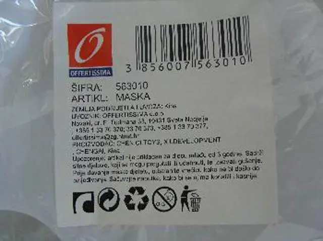 Photo de l’avis officiel: Offertissima Maska Masque de fantaisie — risque: Blessures