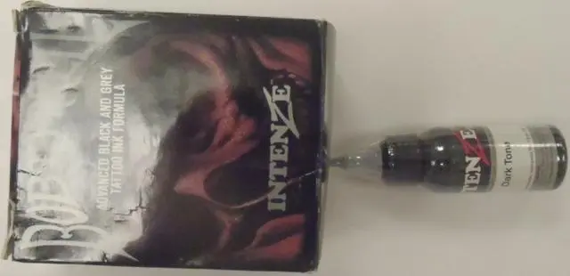 Photo from the official notice: Intenze Advanced Black and Grey Tattoo Ink Formula, Dark Tone- Bob Tyrrell Edition — chemical risk