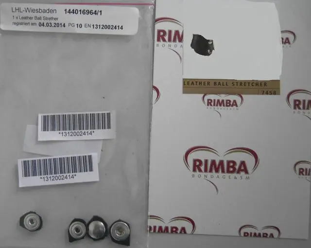 Photo de l’avis officiel: Rimba Leather ball stretcher Article érotique — risque: Risque chimique