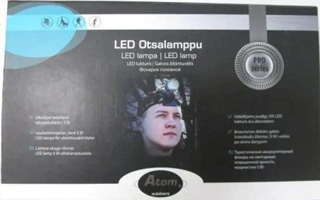 Foto do aviso oficial: Atom LED otsalamppu Farol LED — risco: Choque elétrico