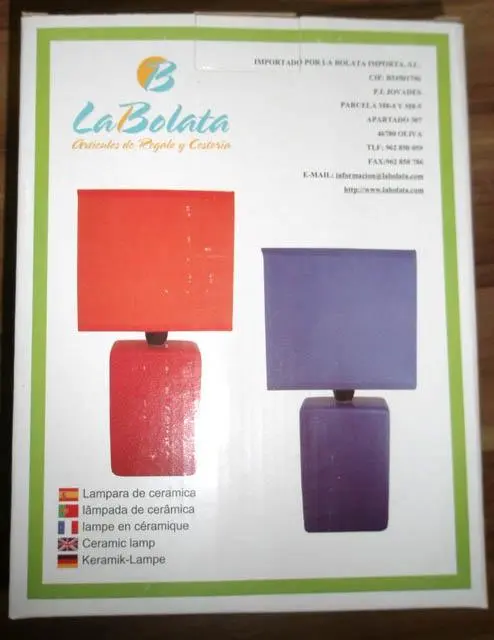 Foto do aviso oficial: La Bolata - Articulos de Regalo y Cesteria Lâmpada de cerâmica — risco: Queimaduras & Incêndio