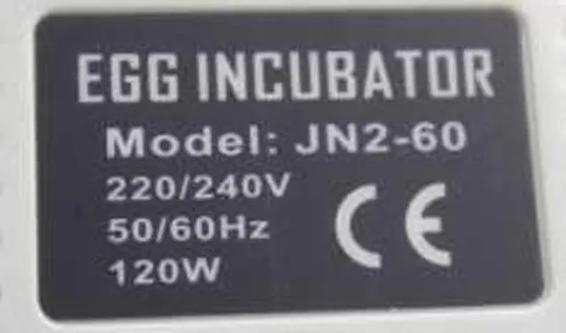 Photo from the official notice: Egg Incubator — electric shock risk
