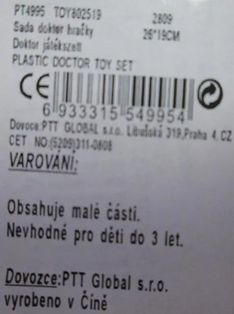 Foto dell’avviso ufficiale: OM my doctor play-toy set Giocattolo di plastica — rischio: Rischio chimico