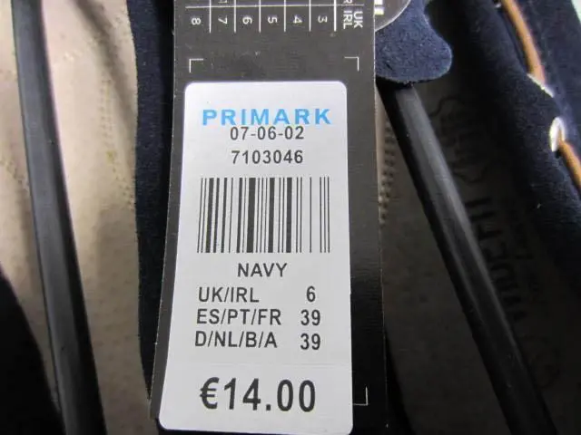 Photo de l’avis officiel: Primark (Wide Fit) Navy Chaussures pour dames — risque: Risque chimique