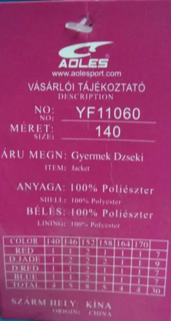 Photo from the official notice: Aoles children’s jacket — strangulation risk (A12/0833/14)
