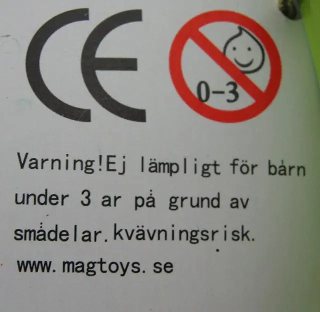 Foto aus der offiziellen Meldung: Magtoys Rassel — Risiko: Ersticken (A12/0963/14)