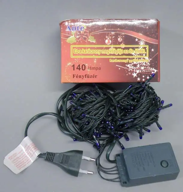 Photo from the official notice: Ante 140 lámpa Fényfűzér lighting chain — electric shock & fire risk