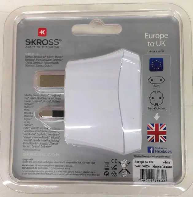 Foto dell’avviso ufficiale: Skross Europe to United Kingdom / World to United Kingdom Adattatore per spina da viaggio — rischio: Scossa elettrica
