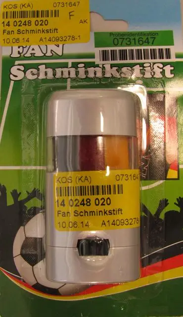 Foto uit de officiële melding: R.U.T.E. Promotion FAN Schminkstift Deutschland Make-up stick — risico: Chemische risico's