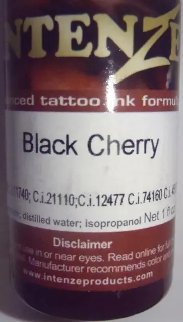 Photo de l’avis officiel: Intenze 1. Bulls Blood; 2. Moss; 3. Black Cherry Encre de tatouage — risque: Risque chimique
