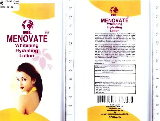 Foto do aviso oficial: EIL Menovate Pure Whitening Produto para clarear a pele — risco: Químico