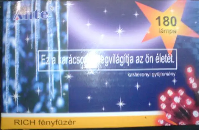 Photo de l’avis officiel: Ante RICH fényfüzér ('lighting chain') Chaîne d’éclairage — risque: Choc électrique & Incendie