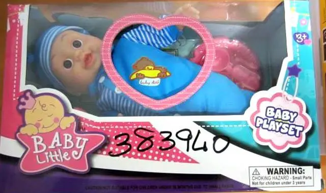 Foto dell’avviso ufficiale: Baby Little / Win Goal Toys Baby play set Bambole di plastica — rischio: Rischio chimico & Ostruzione delle vie aeree