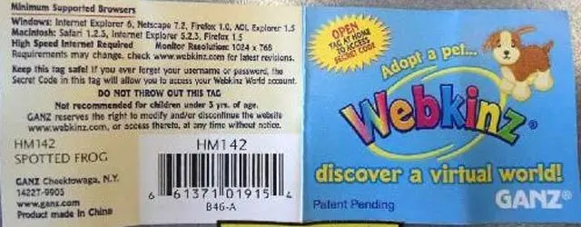 Foto do aviso oficial: Ganz Webkinz discover a virtual world Brinquedo macio — risco: Engasgamento