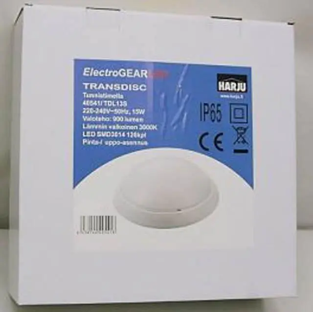 Foto aus der offiziellen Meldung: Electrogear/Harju Transdisc LED SMD3014  Tnnistimella Deckenleuchte — Risiko: Elektrischer Schlag
