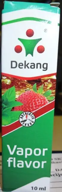 Photo from the official notice: Dekang Vapor Flavor Dekang Biotechnology liquid for e-cigarettes — chemical risk