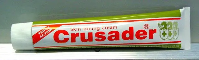Photo from the official notice: Crusader Skin toning cream skin lightening product — chemical risk