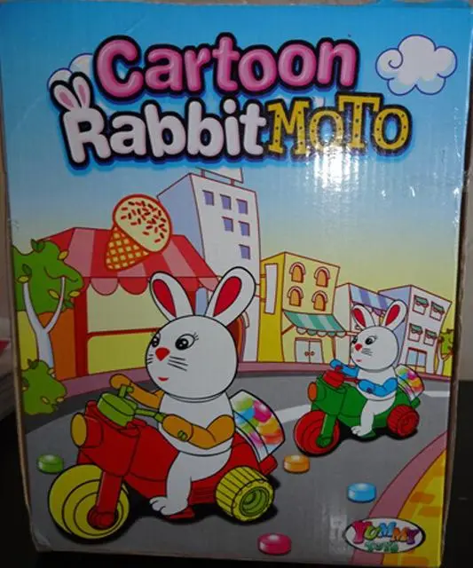 Foto do aviso oficial: Yummy Toys Cartoon Rabbit Moto Brinquedo plástico com doces — risco: Engasgamento