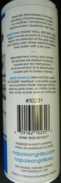Foto dell’avviso ufficiale: Napoleon Stainless Steel Cleaner Pulitore per grill — rischio: Rischio chimico