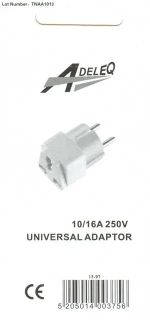 Photo from the official notice: ADELEQ Universal Adaptor plug adaptor — electric shock risk