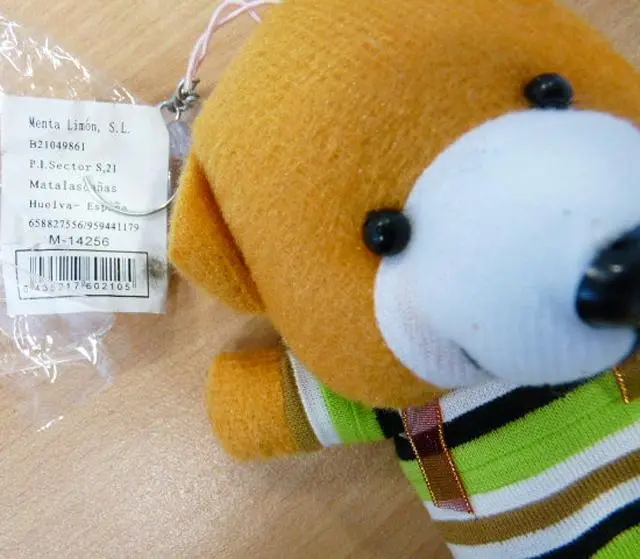 Photo from the official notice: Menta Limón soft toy with key-ring — choking risk