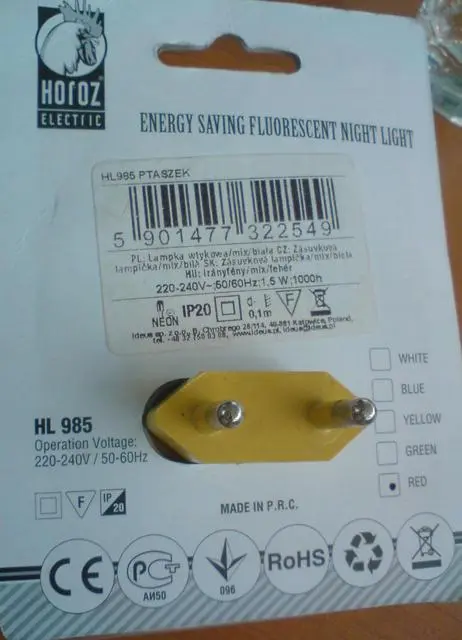 Foto dell’avviso ufficiale: Horoz Electric Energy Saving Fluorescent Night Light Luce notturna — rischio: Scossa elettrica