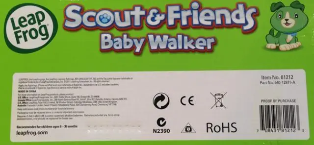 Photo de l’avis officiel: LeapFrog Scout &amp; Friends Baby Walker Jouet push-along — risque: Étouffement