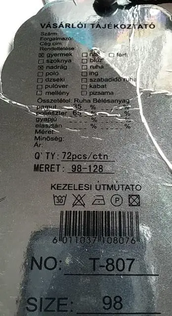 Foto aus der offiziellen Meldung: 1. Play Back; 2. PLAY BACK LOS ANGELES Kinderhose — Risiko: Verletzungen