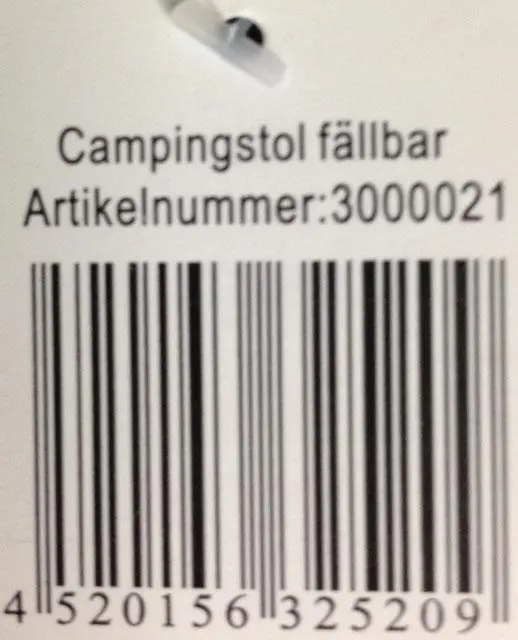Foto aus der offiziellen Meldung: ÖoB Campingstol fällbar ("Camping chair foldable") Gartenstuhl — Risiko: Einklemmen & Verletzungen