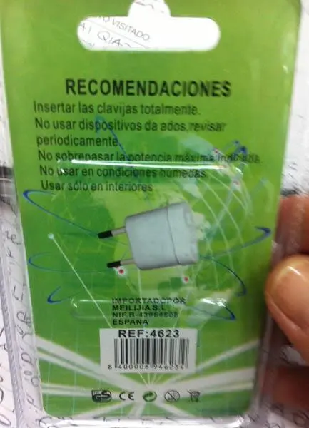 Foto aus der offiziellen Meldung: MEI LI JIA Steckeradapter — Risiko: Elektrischer Schlag
