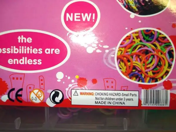 Photo from the official notice: DIY - Loom Bands loom bands with charms — chemical risk
