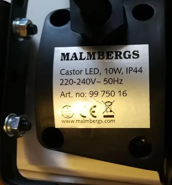 Foto do aviso oficial: Malmbergs Castor LED Projetor LED — risco: Choque elétrico