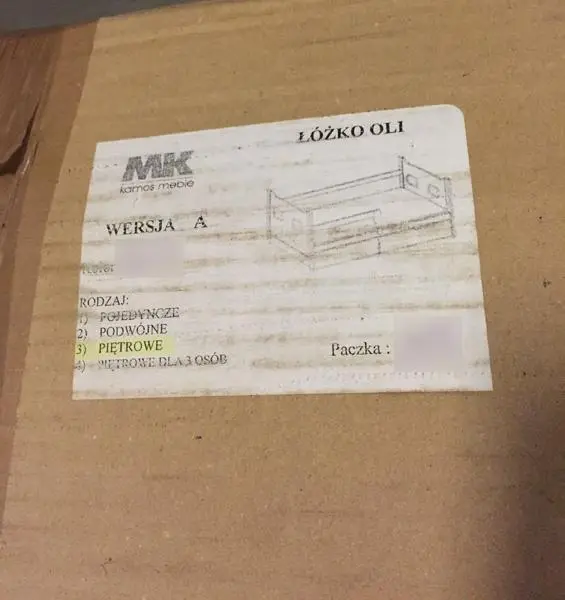 Photo from the official notice: MK - Kamos Meble LÓZKO OLI bunk bed — strangulation risk