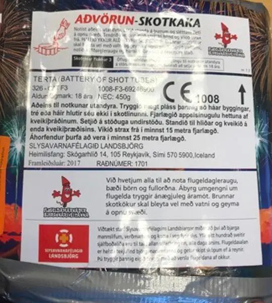 Photo de l’avis officiel: Slysavarnarfélagið Landsbjörg Top Gun Feux d’artifice — risque: Brûlures