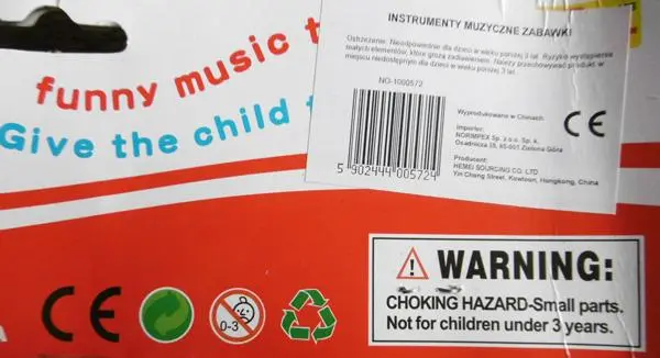 Foto aus der offiziellen Meldung: Music Set Musikinstrumente — Risiko: Ersticken & Schnittwunden