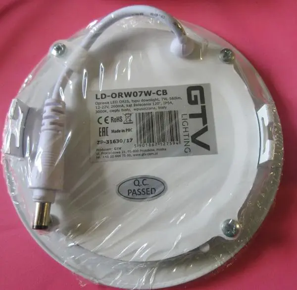 Foto do aviso oficial: GTV ORIS Luz de teto LED — risco: Choque elétrico