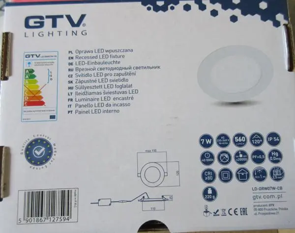 Foto do aviso oficial: GTV ORIS Luz de teto LED — risco: Choque elétrico