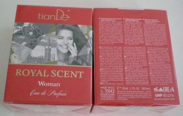 Photo from the official notice: tianDe ROYAL SCENT Woman perfume — chemical risk