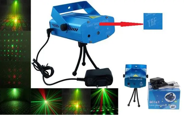 Foto uit de officiële melding: YBF Laser Stage lighting Laserlichtprojector — risico: Aantasting van het gezichtsvermogen