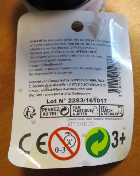 Photo de l’avis officiel: Forest Toys Super Gadgets Jouet slime — risque: Risque chimique