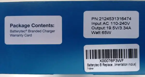 Foto aus der offiziellen Meldung: Batterytec Replacement AC/DC adaptor Batterieladegerät — Risiko: Verbrennungen & Feuer