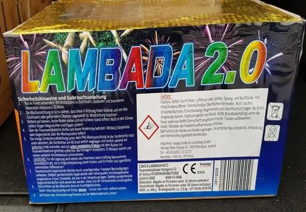 Photo de l’avis officiel: Kajagu Lambada 2.0 Feux d’artifice — risque: Incendie