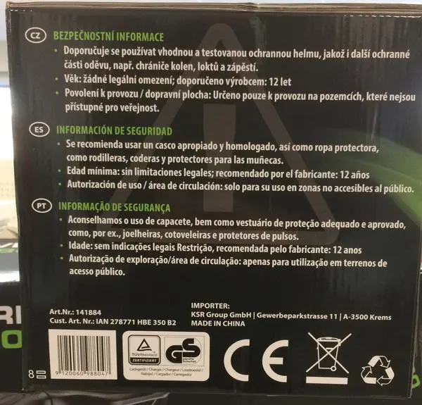 Photo de l’avis officiel: Doc Green Hoverboard Scooter auto-équilibrage («Hoverboard») — risque: Brûlures & Incendie