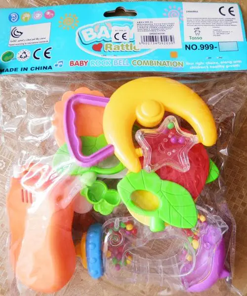 Foto do aviso oficial: Weixingda Baby rattle Conjunto de chocalhos de plástico — risco: Engasgamento