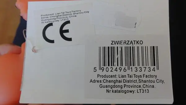 Photo from the official notice: Zwierzatko plastic toy — choking & damage to hearing risk
