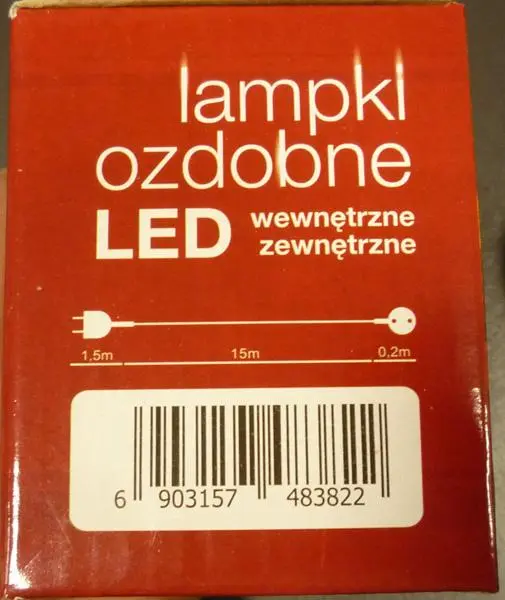 Photo de l’avis officiel: Lampki ozdobne LED Chaîne d’éclairage LED — risque: Choc électrique & Incendie