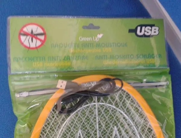 Foto uit de officiële melding: Green up Mosquito swatter with rechargeable USB Insectenmoordenaar — risico: Elektrische schok